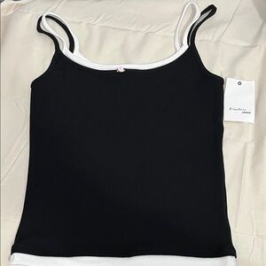 Electric Family Black and White Ribbed Contrast Camisole